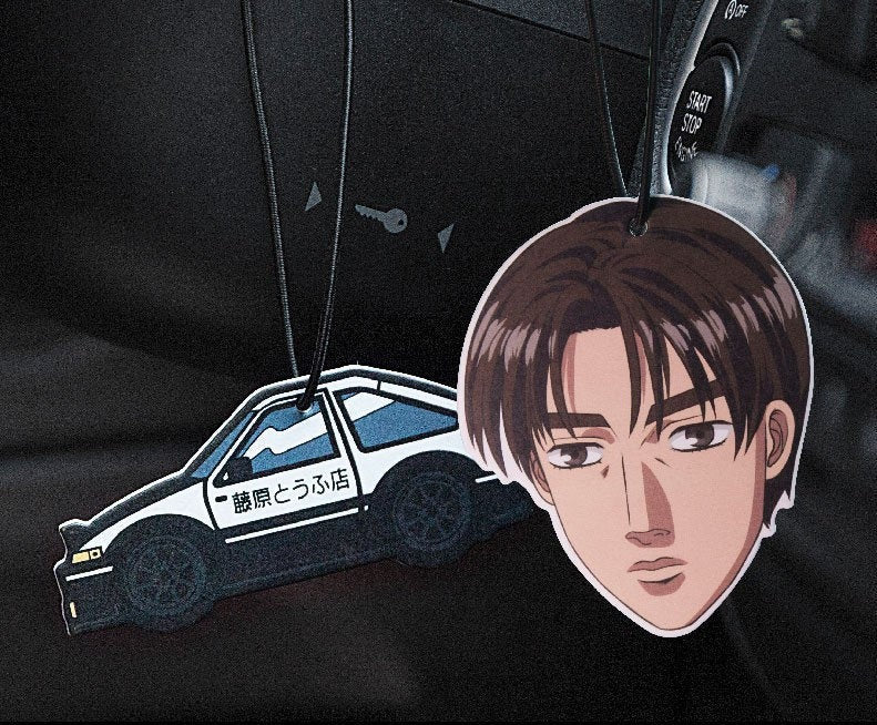 Initial D Car Air Freshener | Rear View Mirror Hanging Anime Decor | Weeb Car Accessory Charm | AE86 Takumi JDM Car Charm | OTAKU Manga gift